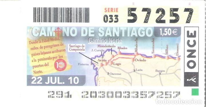 ONCE Coupons: 1 DECIMO O CUPON ONCE 22 JULIO 2010 - CAMINO DE SANTIAGO - MAPA DEL CAMINO NORTE