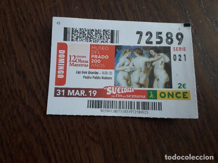 Cupones ONCE: cup&oacute;n once 31-03-19 museo del prado, 200 a&ntilde;os. las tres gracias, Pedro P. Rubens.