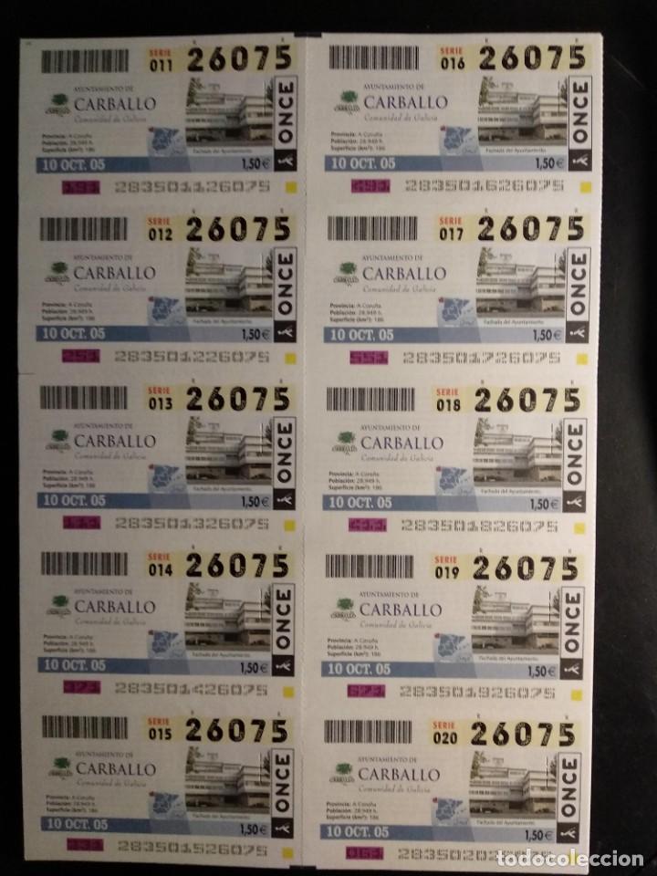 ONCE Coupons: HOJA 10 CUPONES ONCE SERIE AYUNTAMIENTOS - CARBALLO.