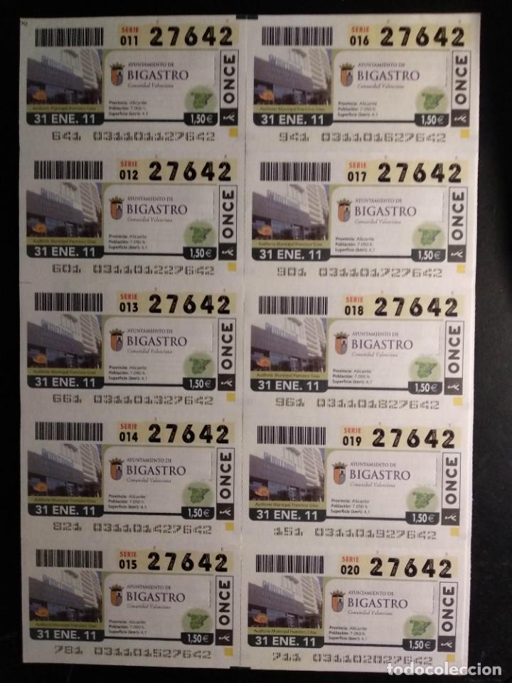 ONCE Coupons: HOJA 10 CUPONES ONCE SERIE AYUNTAMIENTOS - BIGASTRO.