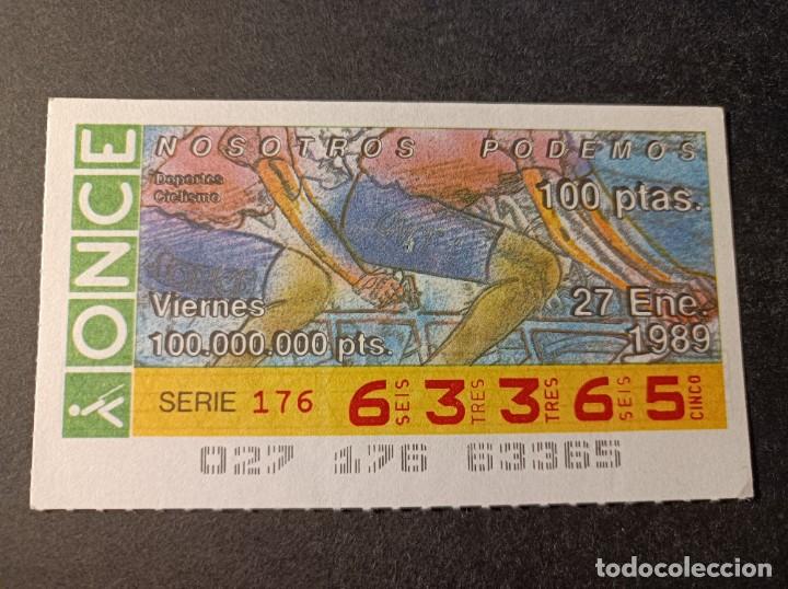 Cupones ONCE: Cupon Once. Deportes. Ciclismo. 27 de Enero de 1989. N&ordm; 63365.