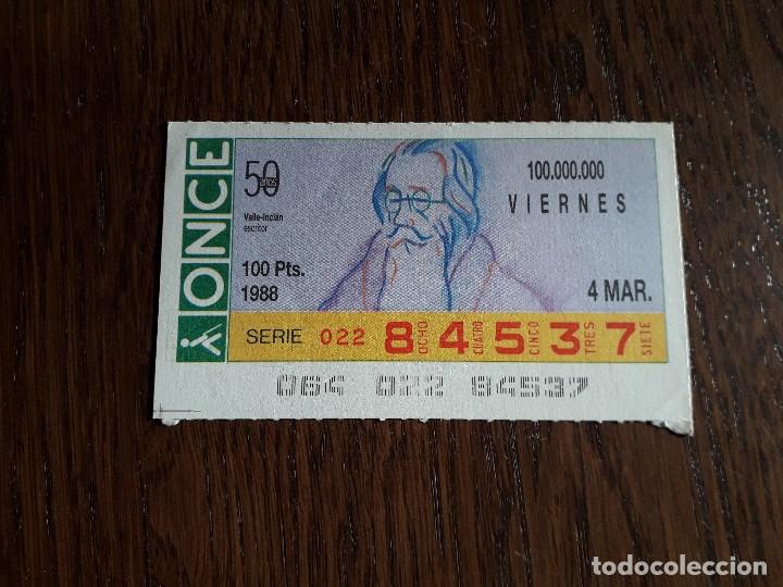 Cupones ONCE: cup&oacute;n once 04-03-88 50 a&ntilde;os Valle Incl&aacute;n, escritor.
