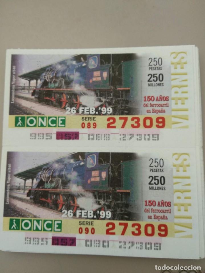 Cupones ONCE: CUPONES ONCE - 150 A&Ntilde;OS DEL FERROCARRIL EN ESPA&Ntilde;A 26/02/1999