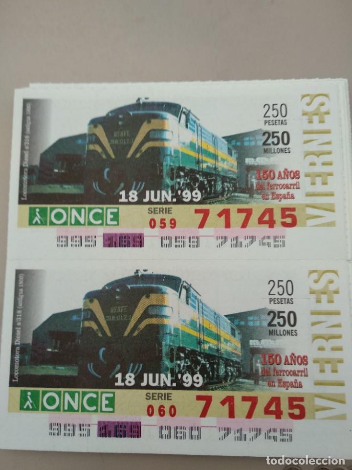 Cupones ONCE: CUPONES ONCE - 150 A&Ntilde;OS DEL FERROCARRIL EN ESPA&Ntilde;A 18/06/1999