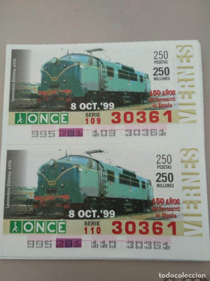 Cupones ONCE: CUPONES ONCE - 150 A&Ntilde;OS DEL FERROCARRIL EN ESPA&Ntilde;A 08/10/1999
