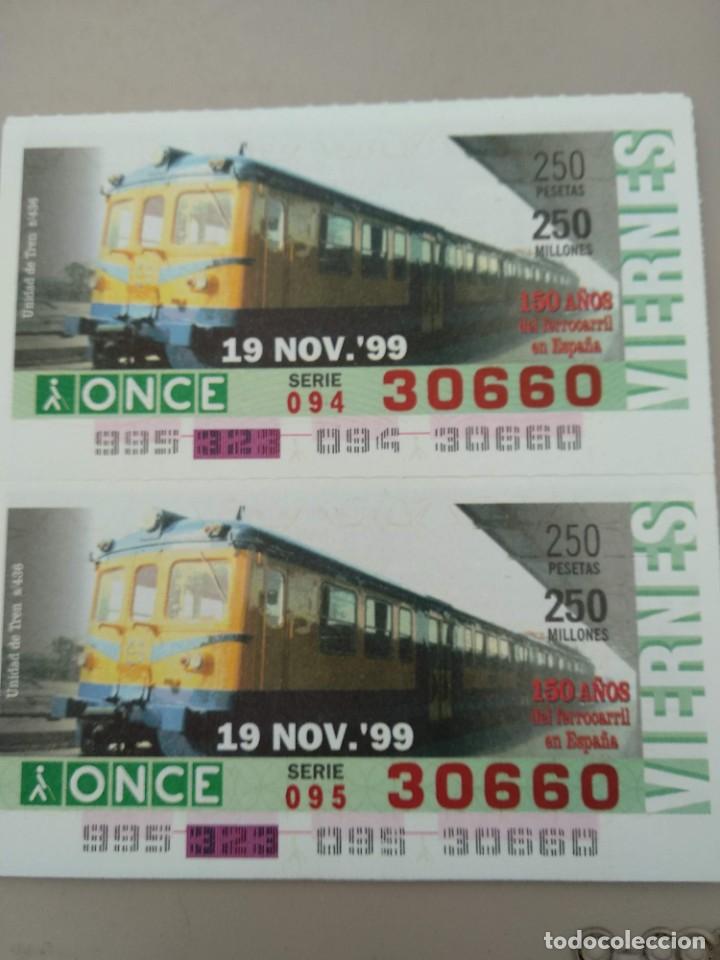 Cupones ONCE: CUPONES ONCE - 150 A&Ntilde;OS DEL FERROCARRIL EN ESPA&Ntilde;A 19/11/1999