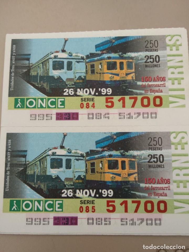 Bilhetes ONCE: CUPONES ONCE - 150 A&Ntilde;OS DEL FERROCARRIL EN ESPA&Ntilde;A 26/11/1999