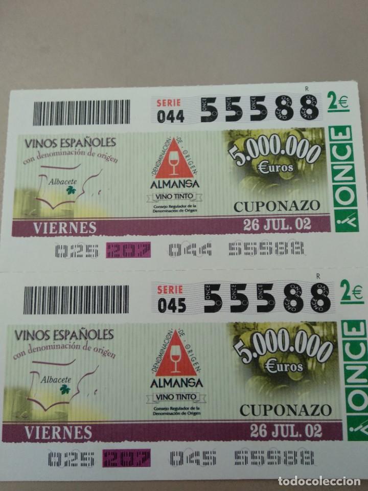 Bilhetes ONCE: CUPONES ONCE - VINOS ESPA&Ntilde;OLES, ALMANSA, 26/07/2002