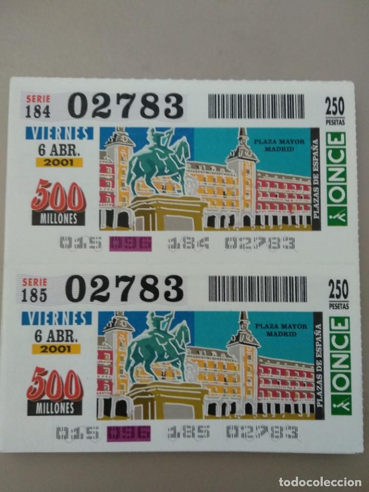 Bilhetes ONCE: CUPONES ONCE - PLAZAS DE ESPA&Ntilde;A, PLAZA MAYOR MADRID, 06/04/2001