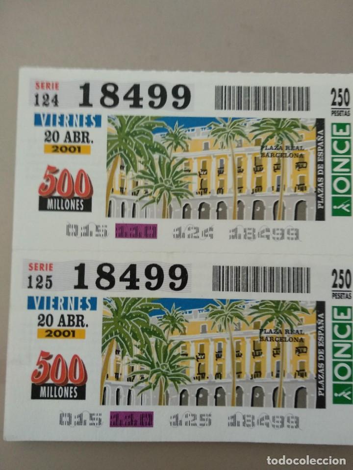 Cupones ONCE: CUPONES ONCE - PLAZAS DE ESPA&Ntilde;A, PLAZA REAL BARCELONA, 20/04/2001