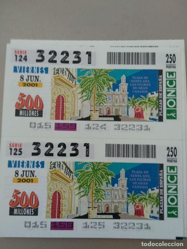 Bilhetes ONCE: CUPONES ONCE - PLAZAS DE ESPA&Ntilde;A, PLAZA DE SANTA ANA LAS PALMAS DE GRAN CANARIA, 08/06/2001