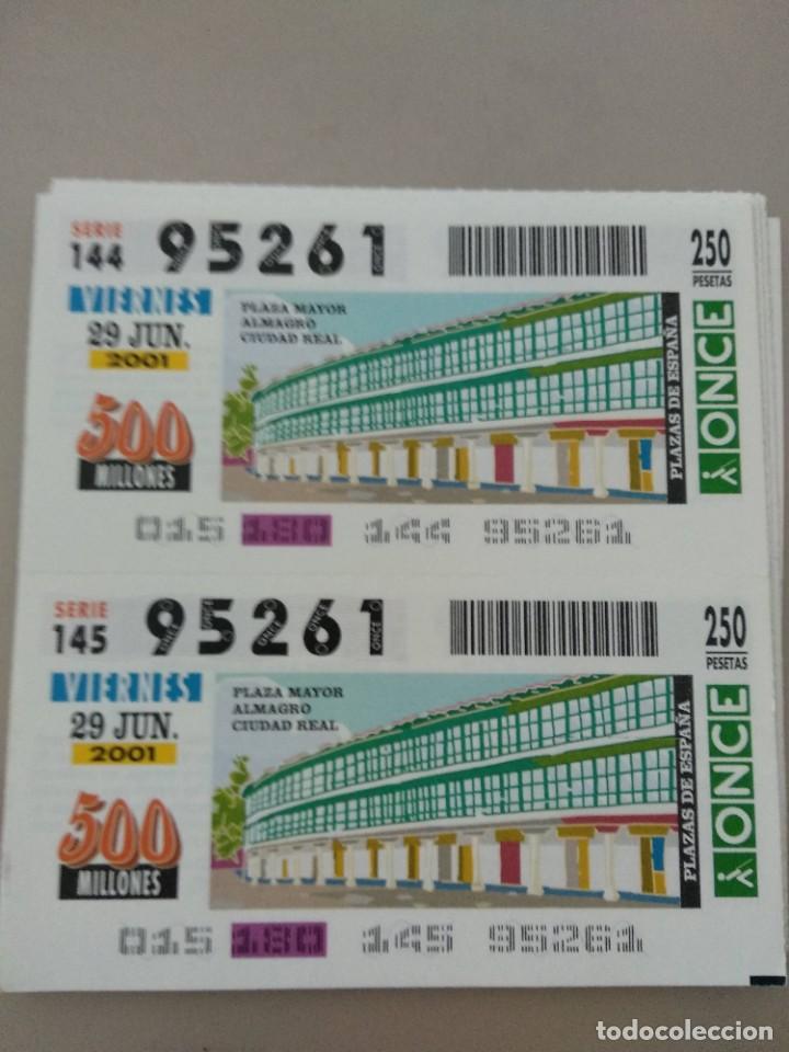 Bilhetes ONCE: CUPONES ONCE - PLAZAS DE ESPA&Ntilde;A, PLAZA MAYOR ALMAGRO CIUDAD REAL, 29/06/2001