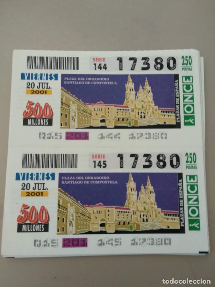 Bilhetes ONCE: CUPONES ONCE - PLAZAS DE ESPA&Ntilde;A, PLAZA DEL OBRADOIRO SANTIAGO DE COMPOSTELA, 20/07/2001