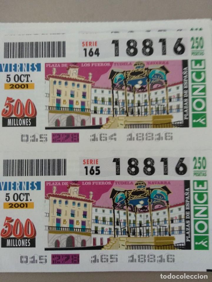 Bilhetes ONCE: CUPONES ONCE - PLAZAS DE ESPA&Ntilde;A, PLAZA DE LOS FUEROS TUDELA NAVARRA, 05/10/2001