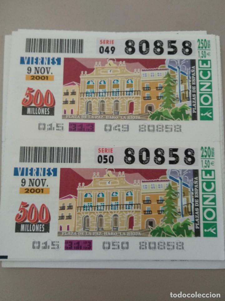 Bilhetes ONCE: CUPONES ONCE - PLAZAS DE ESPA&Ntilde;A, PLAZA DE LA PAZ HARO LA RIOJA, 09/11/2001