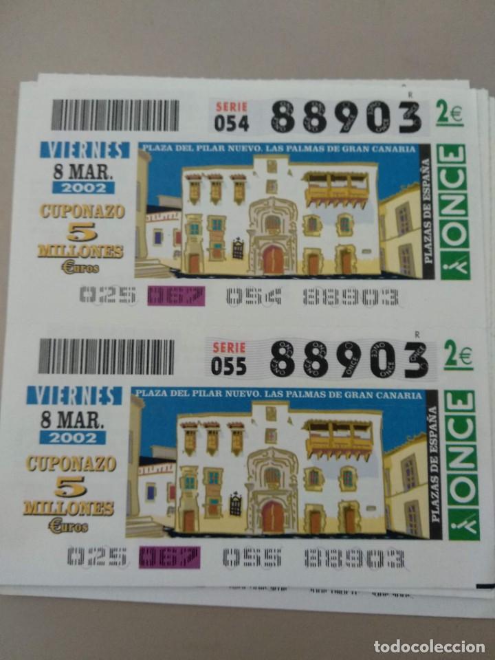Cupones ONCE: CUPONES ONCE - PLAZAS DE ESPA&Ntilde;A, PLAZA DEL PILAR NUEVOLAS PALMAS DE GRAN CANARIA, 08/03/2002