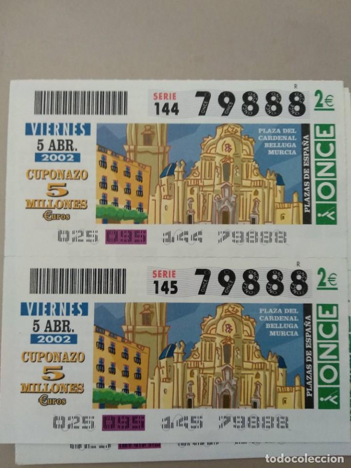Bilhetes ONCE: CUPONES ONCE - PLAZAS DE ESPA&Ntilde;A, PLAZA DEL CARDENAL BELLUGA MURCIA, 05/04/2002
