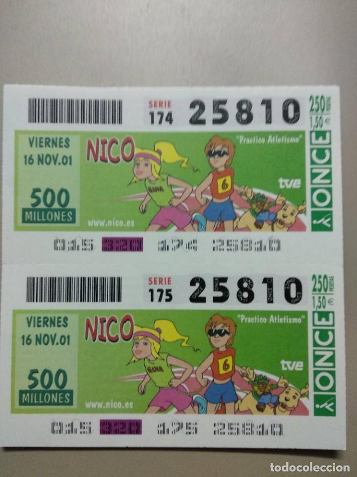 Bilhetes ONCE: CUPONES ONCE - NICOLAS, 16/11/2001