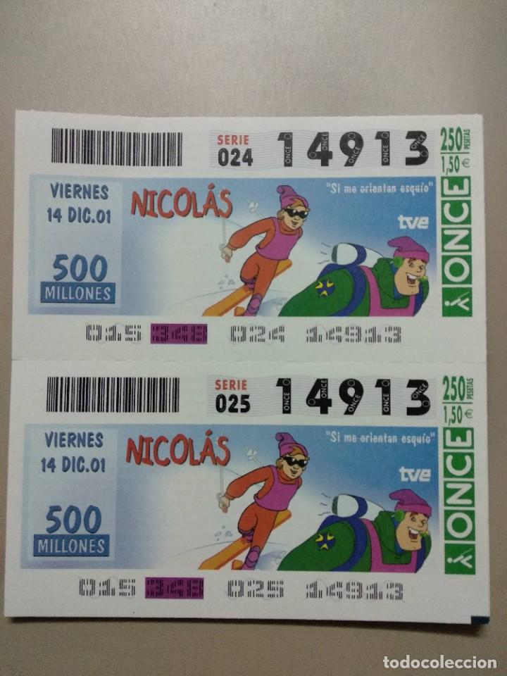 Cupones ONCE: CUPONES ONCE - NICOLAS, 14/12/2001