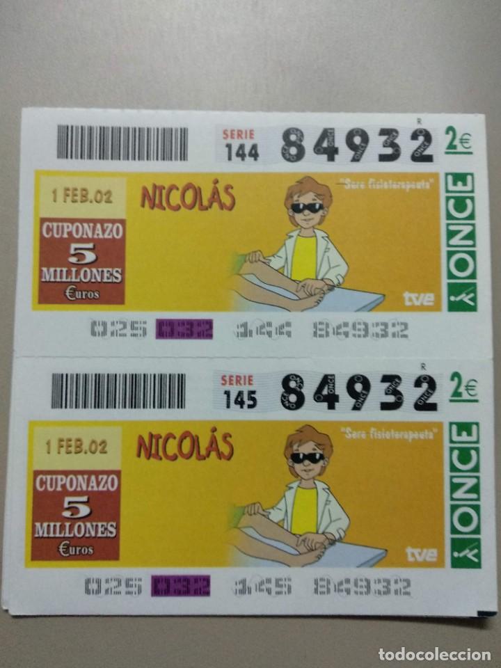Cupones ONCE: CUPONES ONCE - NICOLAS, 01/02/2002