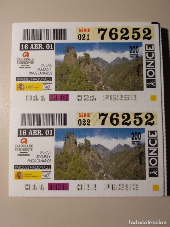 ONCE Coupons: CUPONES ONCE - PARQUES NACIONALES - CALDERA DE TABURIENTE, 16/04/2001