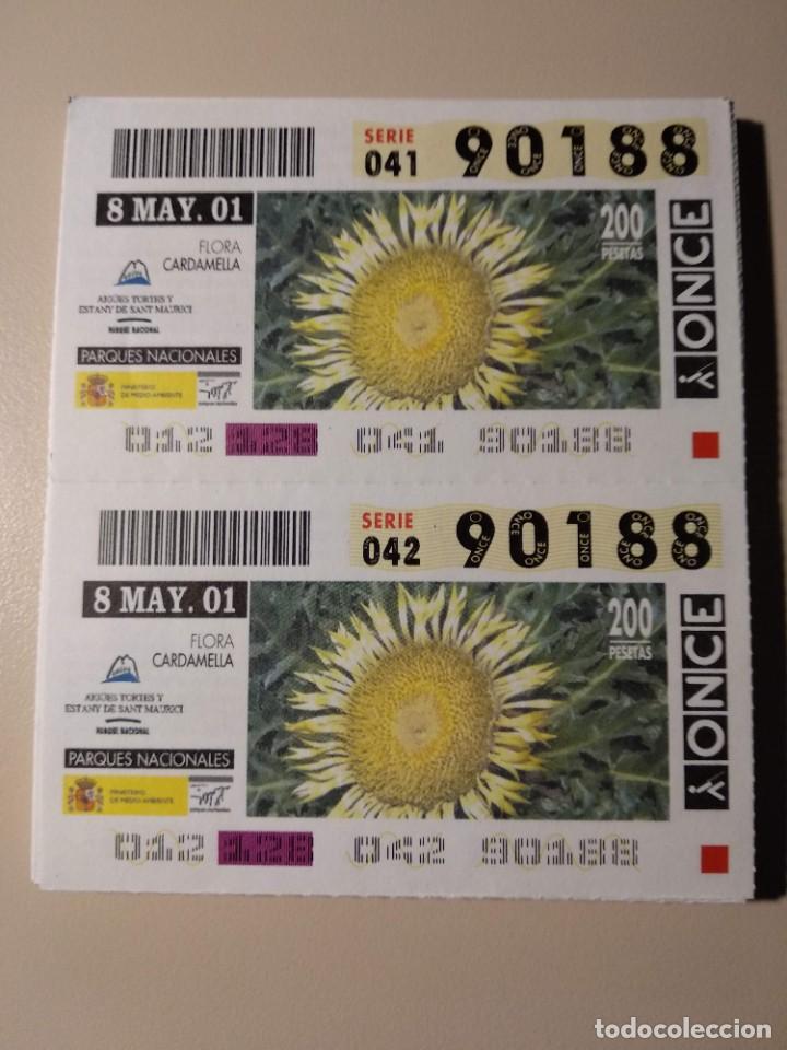 ONCE Coupons: CUPONES ONCE - PARQUES NACIONALES - AIG&Uuml;ES TORTE YESTANY DE SANT MAURICI, 08/05/2001