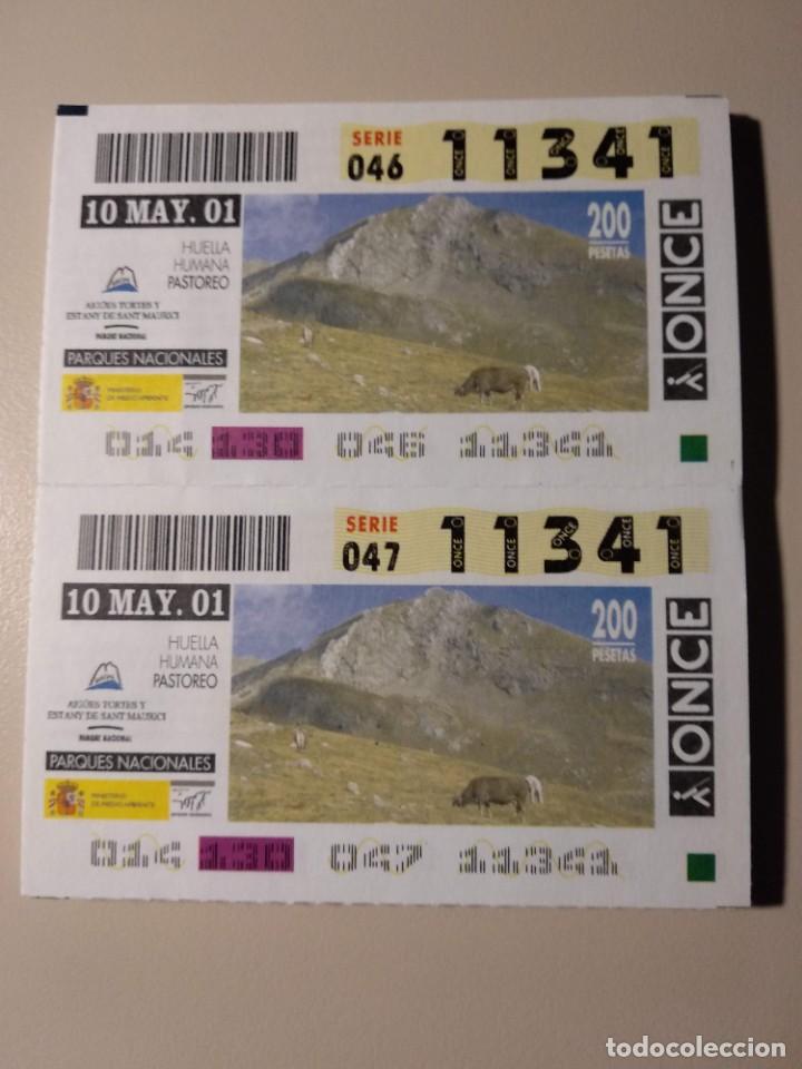 ONCE Coupons: CUPONES ONCE - PARQUES NACIONALES - AIG&Uuml;ES TORTE YESTANY DE SANT MAURICI, 10/05/2001