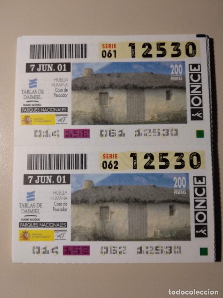 ONCE Coupons: CUPONES ONCE - PARQUES NACIONALES - TABLAS DE DAIMIEL, 07/06/2001