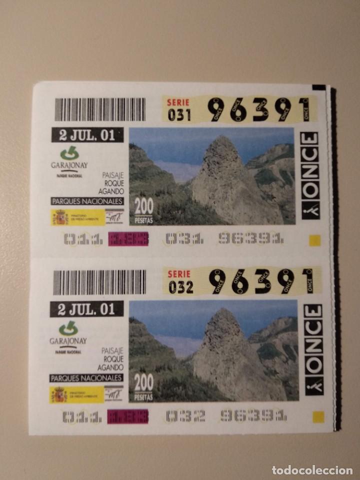 ONCE Coupons: CUPONES ONCE - PARQUES NACIONALES - GARAJONAY , 02/07/2001