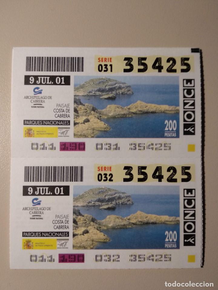 ONCE Coupons: CUPONES ONCE - PARQUES NACIONALES - ARCHIPIELAGO DE CABRERA, 09/07/2001