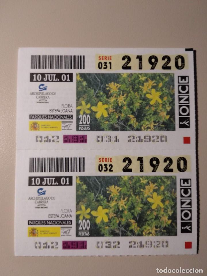 ONCE Coupons: CUPONES ONCE - PARQUES NACIONALES - ARCHIPIELAGO DE CABRERA, 10/07/2001