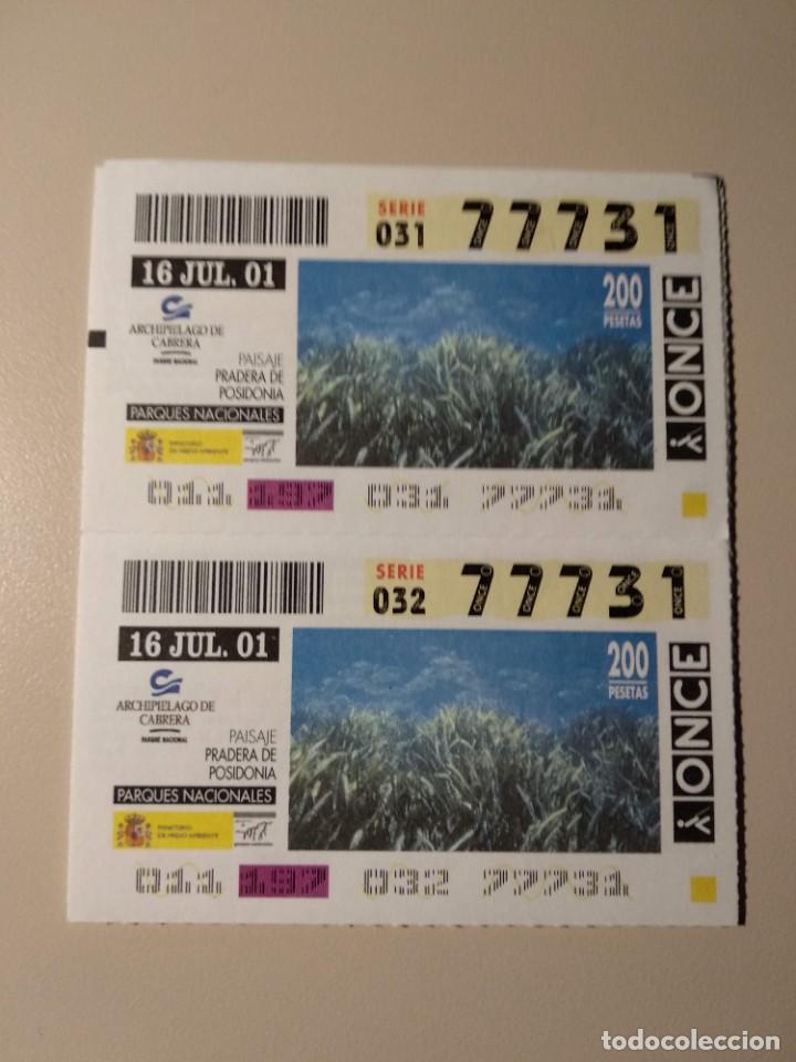 ONCE Coupons: CUPONES ONCE - PARQUES NACIONALES - ARCHIPIELAGO DE CABRERA, 16/07/2001