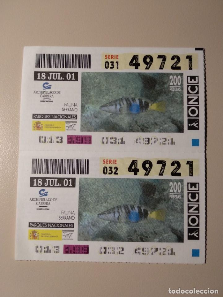 ONCE Coupons: CUPONES ONCE - PARQUES NACIONALES - ARCHIPIELAGO DE CABRERA, 18/07/2001