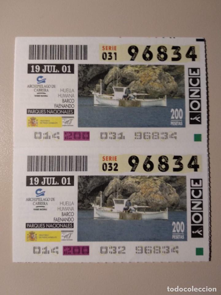 ONCE Coupons: CUPONES ONCE - PARQUES NACIONALES - ARCHIPIELAGO DE CABRERA, 19/07/2001