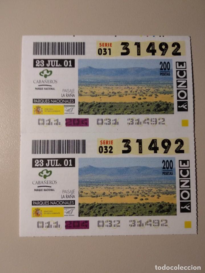 ONCE Coupons: CUPONES ONCE - PARQUES NACIONALES -CABA&Ntilde;EROS, 23/07/2001