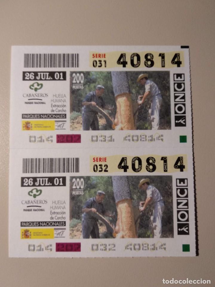 ONCE Coupons: CUPONES ONCE - PARQUES NACIONALES -CABA&Ntilde;EROS, 26/07/2001