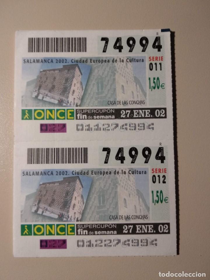 ONCE Coupons: CUPONES ONCE - SALAMANCA 2002 - CASA DE LAS CONCHAS , 27/01/2002