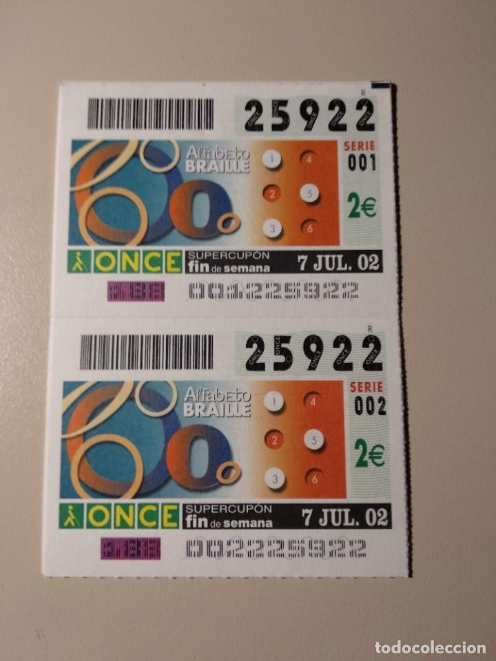 ONCE Coupons: CUPONES ONCE - ALFABETO BRAILLE , 07/07/2002