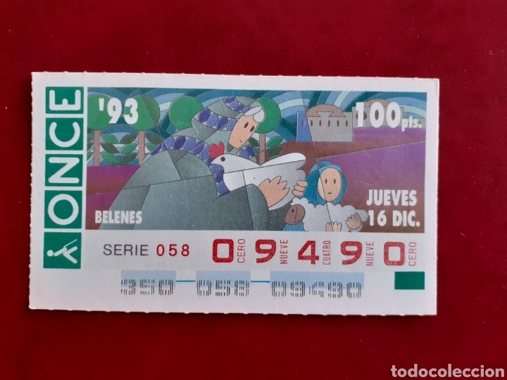 Cupones ONCE: Capicua once 09490 de 16 diciembre 1993 Belenes