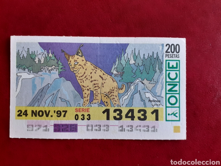 Cupones ONCE: Capicua once 13431 de 24 noviembre 1997 felinos lince