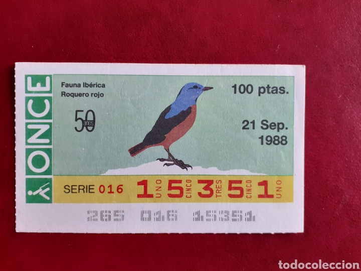 Cupones ONCE: Capicua once 15351 de 21 septiembre 1988 fauna ib&eacute;rica
