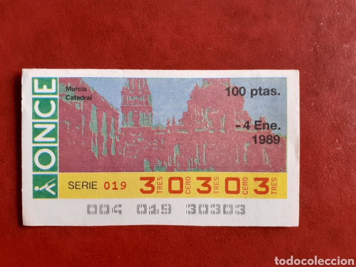Cupones ONCE: Capicua once 30303 de 4 enero 1989 edificios monumentales Murcia - Foto 1