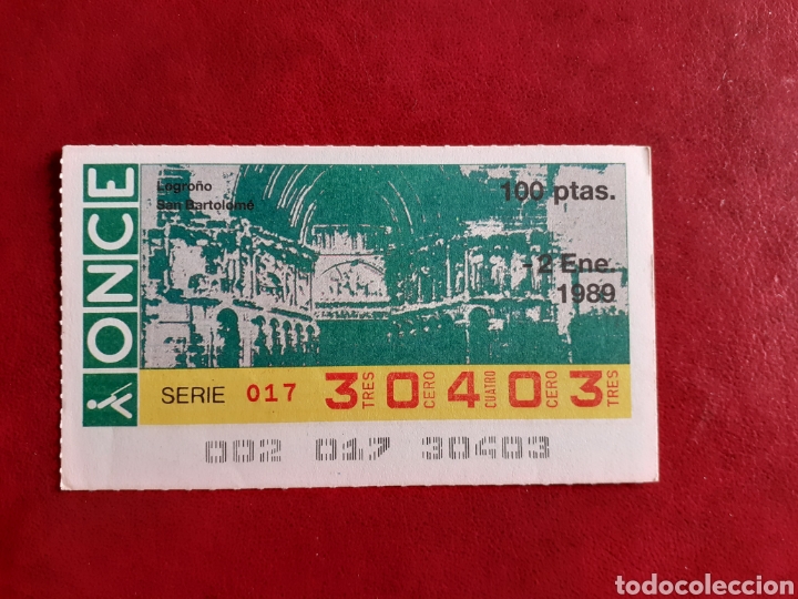 Cupones ONCE: Capicua once 30403 de 2 enero 1989 edificios monumentales Logro&ntilde;o - Foto 1