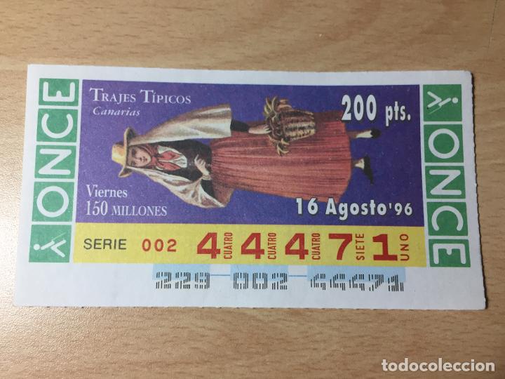Cupones ONCE: ONCE - 16-08-1996 - 44471 - TRAJES TIPICOS - Foto 1
