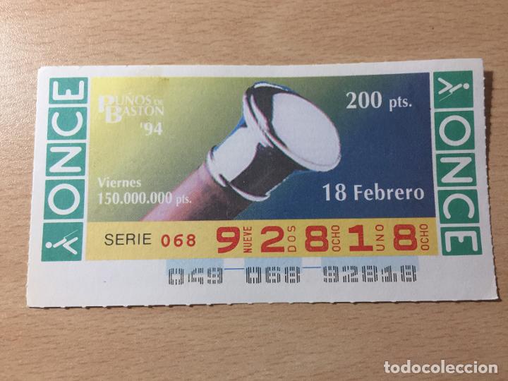 Cupones ONCE: ONCE - 18-02-1994 - 92818 - PU&Ntilde;OS DE BASTON - Foto 1