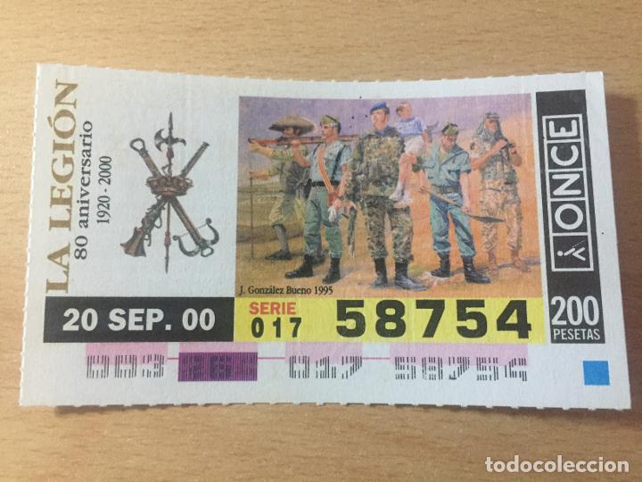 Cupones ONCE: ONCE - 20-09-2000 - 58754 - LA LEGION, 80 ANIVERSARIO