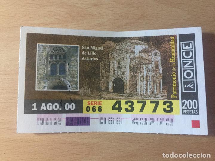 Cupones ONCE: ONCE - 01-08-2000 - 43773 - PATRIMONIO DE LA HUMANIDAD, SAN MIGUEL DE LILLO