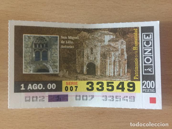 Cupones ONCE: ONCE - 01-08-2000 - 33549 - PATRIMONIO DE LA HUMANIDAD, SAN MIGUEL DE LILLO