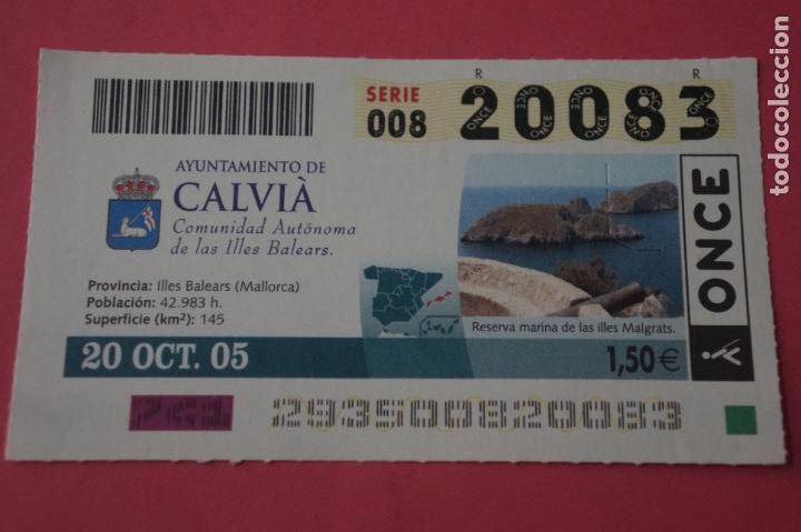ONCE Coupons: CUPON DE LA ONCE CIUDAD DE CALVIA MALLORCA ISLAS BALEARES