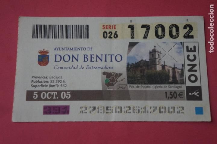ONCE Coupons: CUPON DE LA ONCE CIUDAD DE DON BENITO BADAJOZ EXTREMADURA